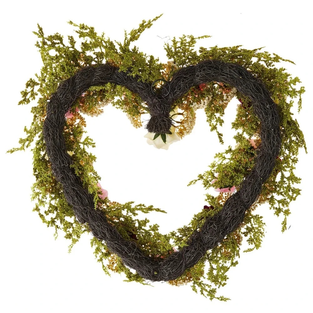 My Texas House Rose Wreath Floral Heart Wall Decor Coquette 22 in‎